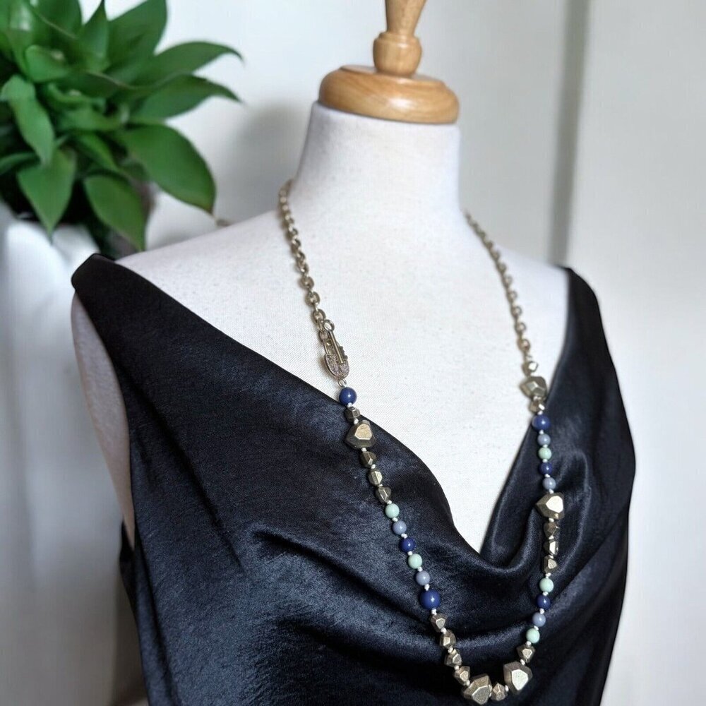 Vintage Brass Tone Acrylic Beaded Lock and Key Clasp